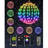 Smart RGB Outdoor Hanging Ball Lights - 11.8 inch 108LED Outdoor Color Changing Decorations Lights,Bluetooth APP Remote Control Dimmable Waterproof Globe Fairy Lights 1 Pack
