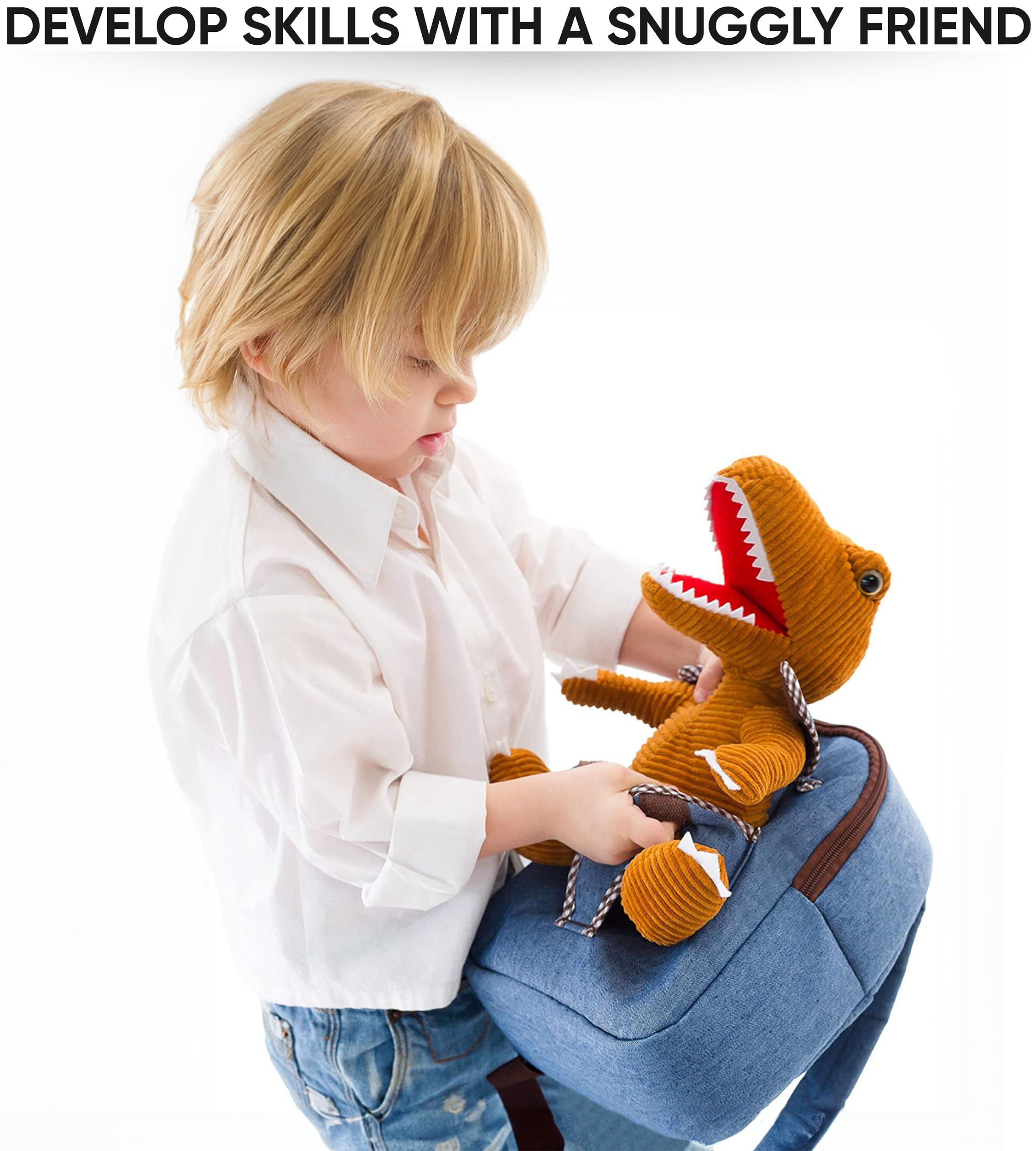 Naturally KIDS Dinosaur Toys for Kids 3-5, Dinosaur Toys for Kids 2-4, Birthday Gifts for 2 Year Old Boy, Gifts for 3 Year Old Boys, Toddler Backpack