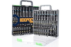 KOOPOOL Magnetic Impact Nut Driver Set, Metric & SAE Driver Bit Set with Socket Adapters, Bit Holder, Wing Nut Driver, Universal Sockets, Quick Release Extension, Power Bits