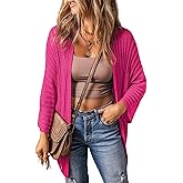 Dokotoo Summer Lightweight Cardigan 2024 Spring Fashion 3/4 Length Sleeve Hollow-Out Knit Beach Cover Ups Cardigans