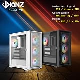 ionz KZ22 V2 PC Gaming Case ATX Hinged Tempered Glass White 4 ARGB Fans view 4