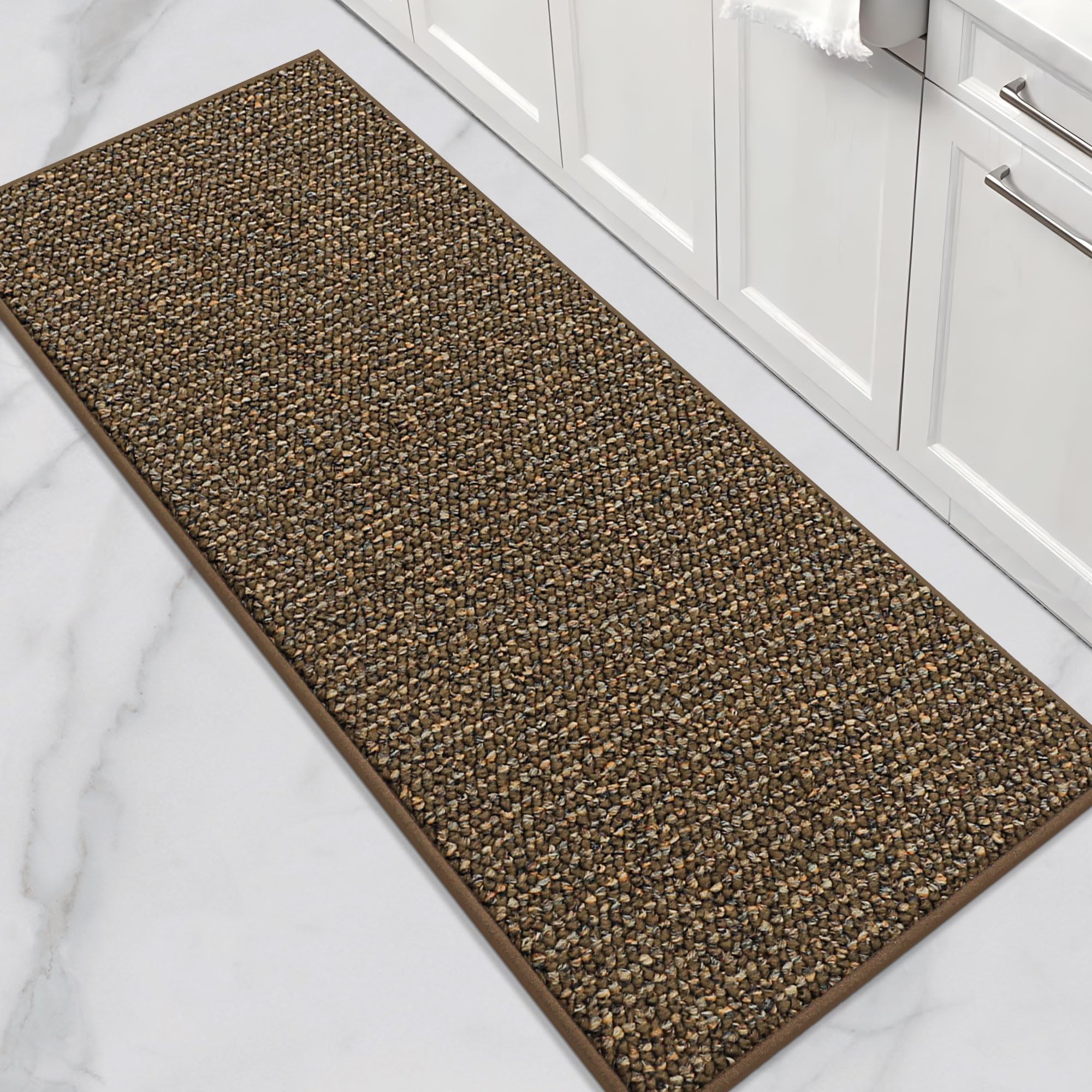 Photo 1 of BEQHAUSE Kitchen Runner Rugs 24"x60", Non-Slip Kitchen Mats for Floor, Super Absorbent and Stain Resistant Kitchen Rug, Machine Washable Rugs for Kitchen, Hallway, Laundry & Sink, Brown