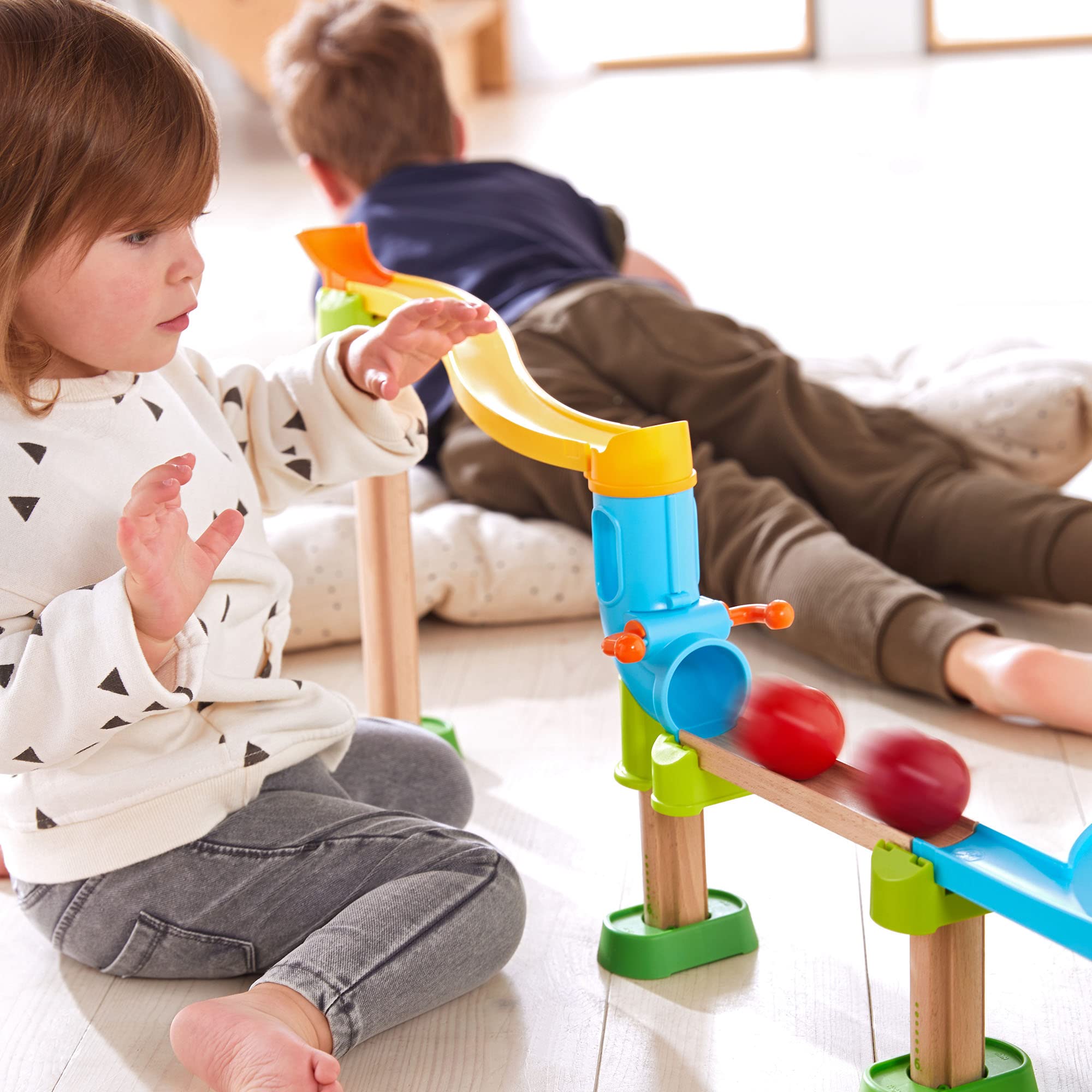 HABA Kullerbu Traffic Jam Ball Track 33 Piece Set with Funnel