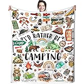 JEBROWN Camping Blanket Gifts for Women Men Camper Essentials Stuff Plush Flannel Throw Blanket Gifts for Camping Lovers Outdoor Camper Rv Owners Travel Hiking 50"x40"