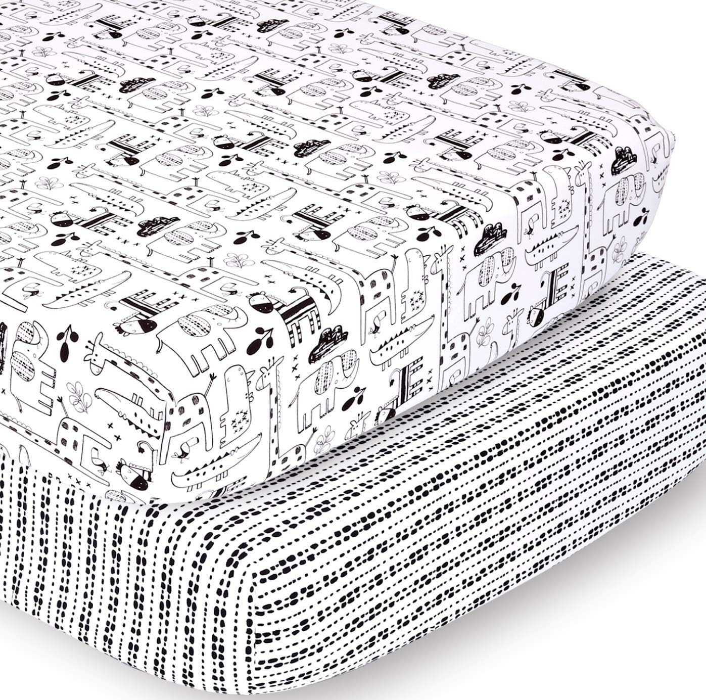 black and white striped crib sheet