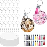 LIZOIDZSM 240 Pcs metal Sublimation Keychain Blanks Bulk,roundness Sublimation Ornament Blanks key chain,Double Sided Sublimation Blanks Keychain Heat Transfer Keychains Blanks with Tassels