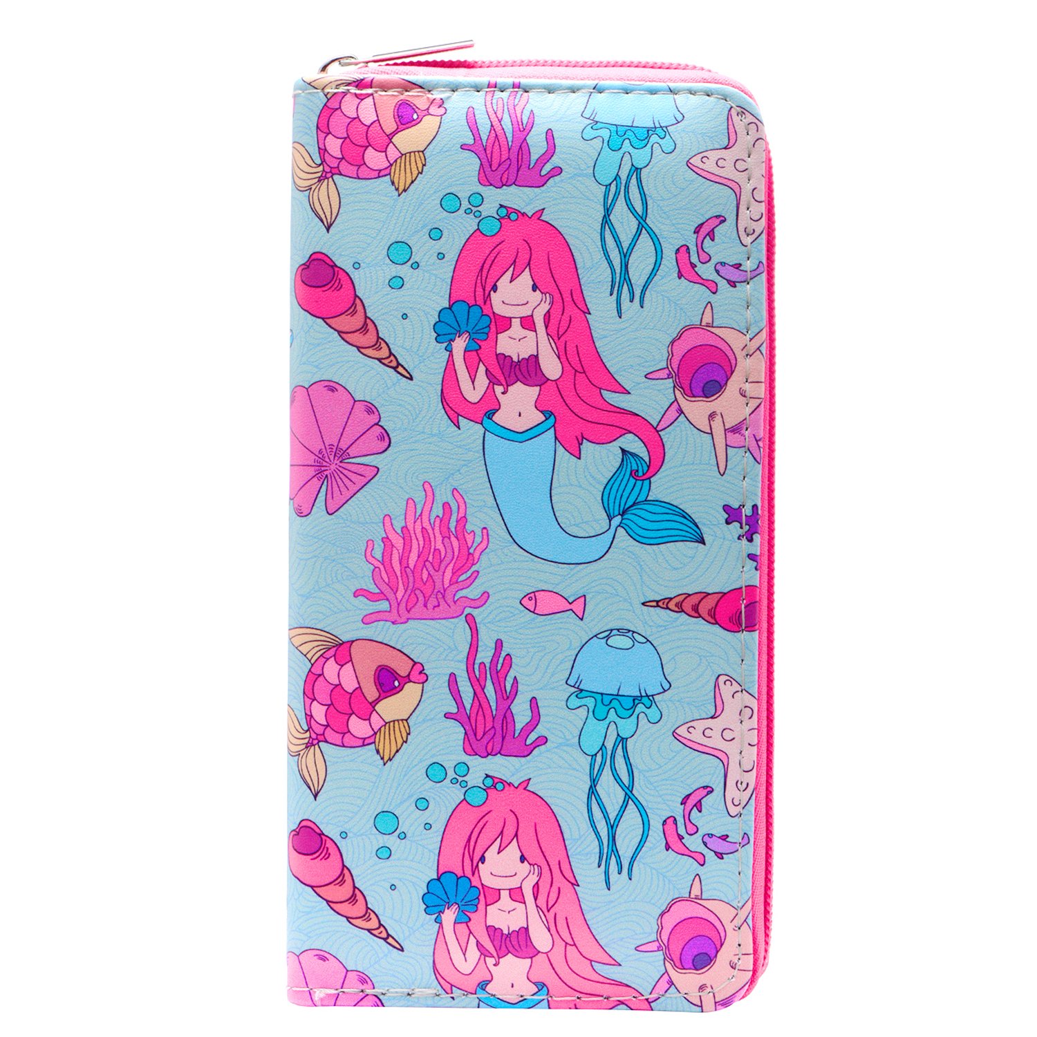 DonDon Ladies and Girls Purse Wallet with Zip Fastener Mermaid