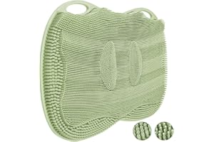 MABNUBY XL Shower Foot Scrubber Mat, Silicone Feet Massage Cleaner Dead Skin Toes Clean Pad without Bending Non-slip Suction Cups -Improve Circulation for Feet Beauty Exfoliate Smooth Achy 17.2*13" Sage Green