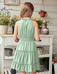 Arshiner Girls Summer Dress Formal Cold Shoulder