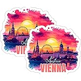 Vienna Austria Sticker 4 Inch 2-Pack - Waterproof Vinyl Decal for Laptop Water Bottle Car Tumbler - Durable Aesthetic Long-Lasting Stickers for Adults ID45039