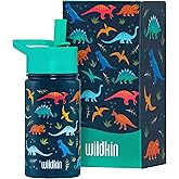 Wildkin Kids 14oz Stainless Steel Water Bottle – BPA-Free, Leakproof, Insulated, Easy-Clean - Jurassic Dinosaurs