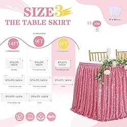 Blush Pink Sequin Table Skirts for rectangle tables