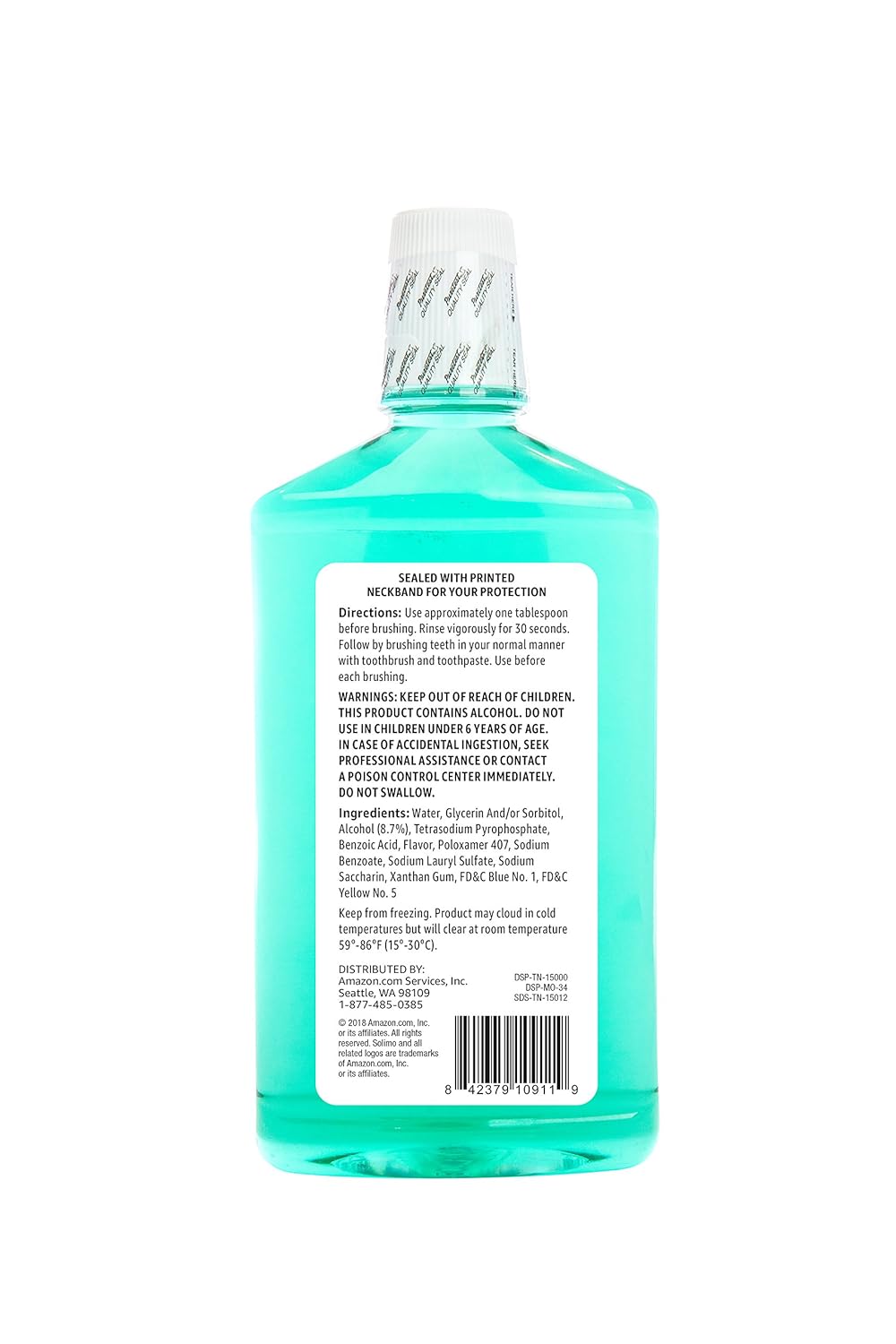  Brand - Solimo Pre-Brush Dental Rinse, Green Mint, 16 Fluid Ounces, Pack of 4 : Health & Personal Care