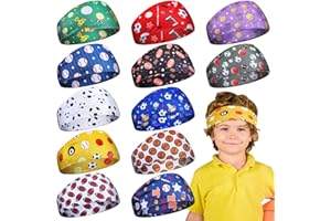 Maiteenly 12 Pcs Athletic Headbands Boy 16 Inch Elastic Sports Sweatbands Soft Wicking Sweat Headband Hairband Accessory for Kid Toddler Girl Boy Football Basketball Soccer Volleyball Baseball Tennis