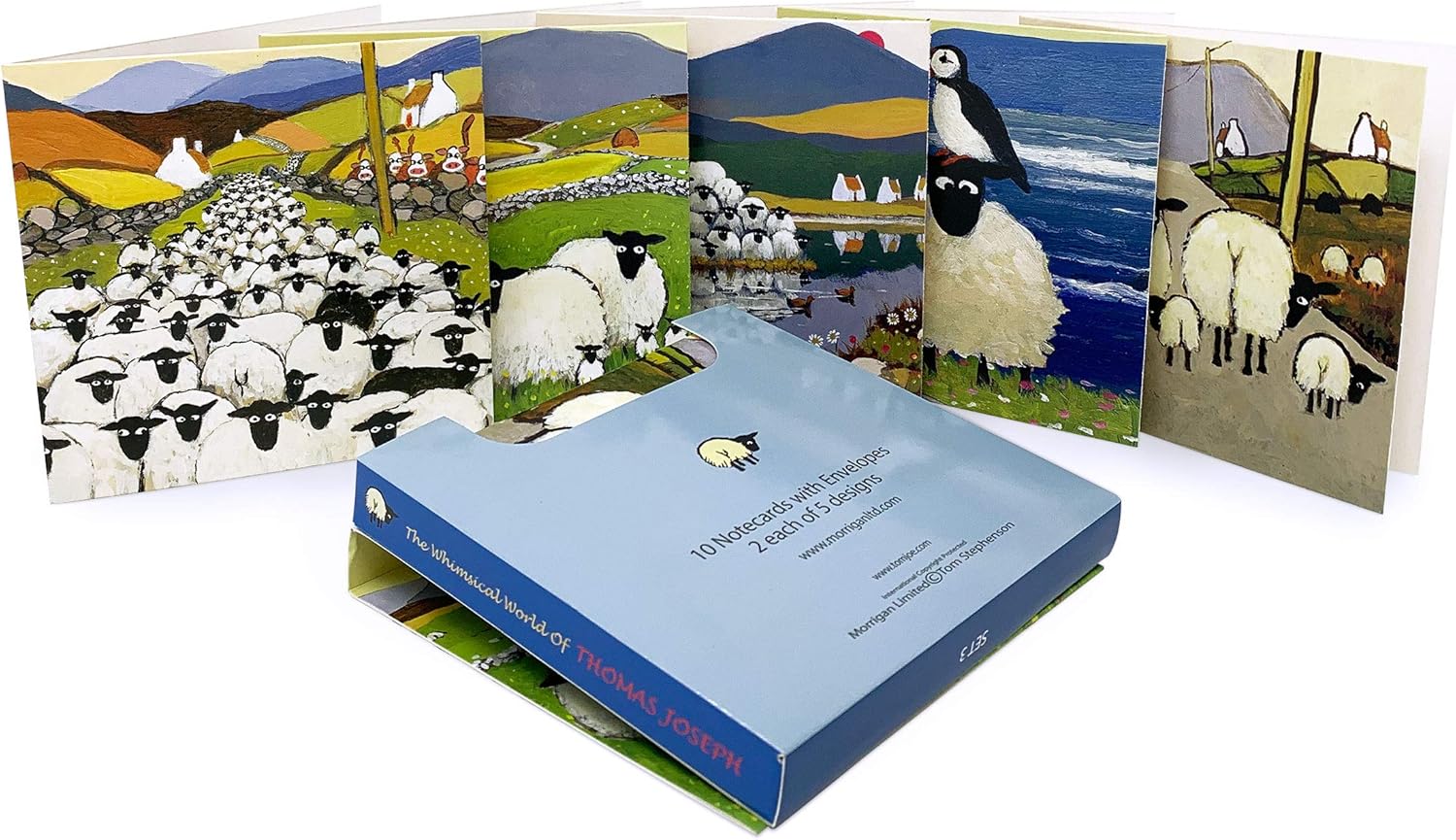 Whimsical World of Thomas Joseph Greeting Cards, 10 Sheep Notelets with envelopes, All Occasion Blank Cards, Thankyou Card