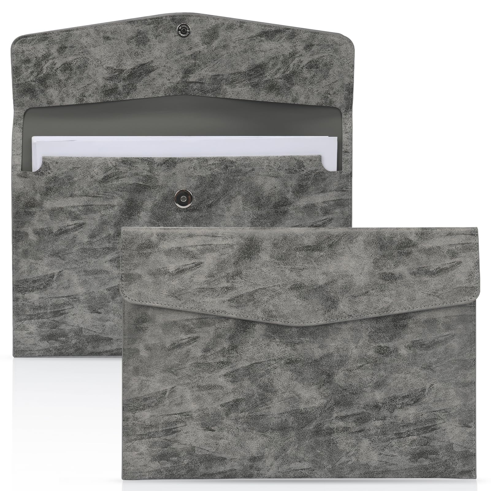 Document File Folder,Classycoo Waterproof Thin PU Leather A4 Envelope Folder Expanding File Organizer Portfolio Storage Case (Grey)