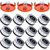 Weed Eater String Compatible with Black+Decker, AF-100 0.065" Weed Wacker String Refill 360ft Automatic Feed String Trimmer Replacement Line Spool for Black&amp;Decker (12Spools + 3Caps+3Springs)