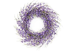 Homekaren Spring Wreaths 22 inch for Front Door, Purple Elegant Lavender Floral Wreath for Spring and Summer, Wall and Outdoor Home Decoration
