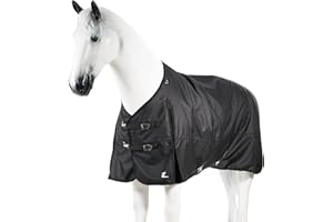 HORZE Nevada Medium Weight 1200D Waterproof Horse Turnout Blanket (200g Fill) - Black - 78 in