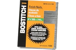 BOSTITCH Finish Nails, Bright, 2-1/2-Inch, 16GA, 1000-Pack (SB16-2.5-1M)