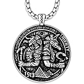 HAQUIL Horus and Anubis Pyramid Medallion Pendant Necklace, Egyptian Gods Jewelry, Gifts for Women and Men