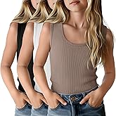 LessonZoo 3 Pack Girls Tank Tops Kids 5-14 Years Ribbed Athletic U Neck Sleeveless Undershirts Basic Camisole