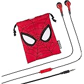 eKids Marvel Avengers Noise Isolating Earbuds with Built in Microphone and Travel Pouch (Spiderman)