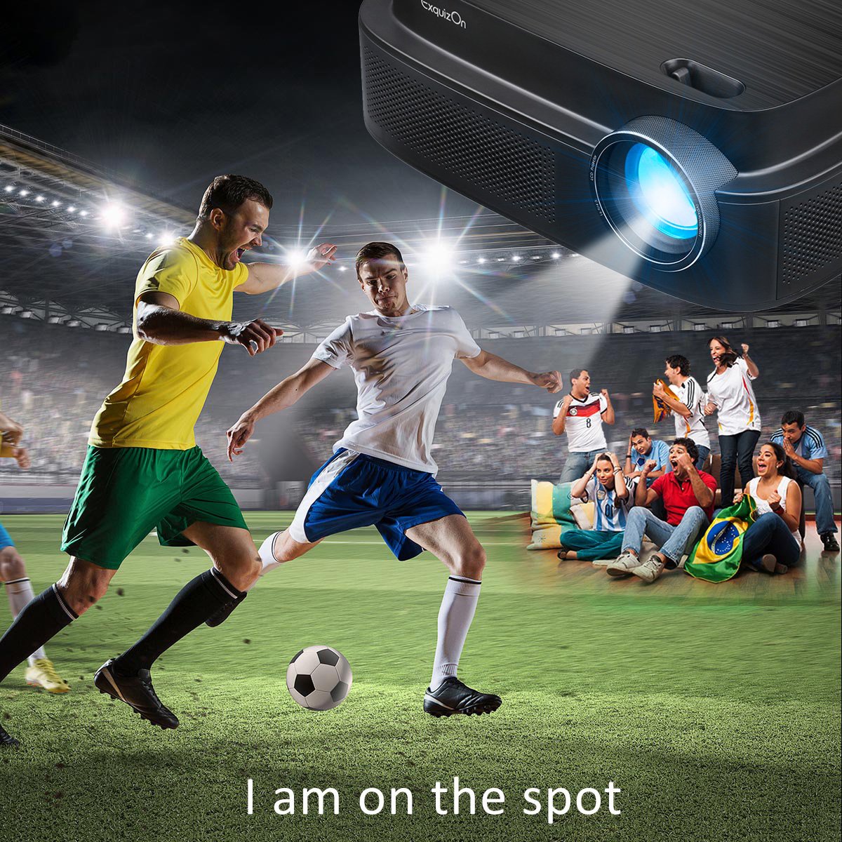 ExquizOn (2018 New Model for Sport Watching) Projector +94% Brighter X3.5 Clearer Utral HD projector 3500 Lumens 1280 x 800 Support 1080P with HDMI USB AV Interfaces for Home Cinema Game Movie (Q7)
