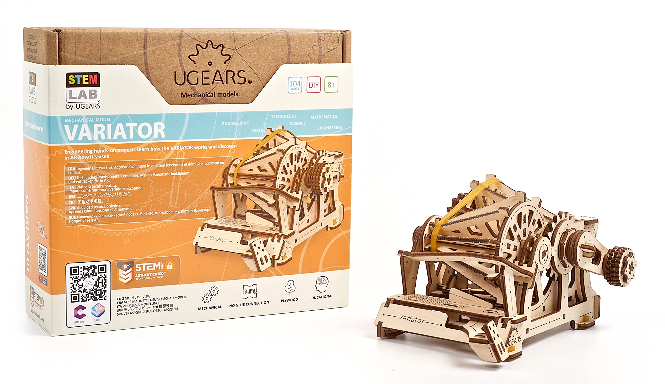 UGEARS STEM Model Kits - Creative Wooden Model Kits for Adults, Teens and Children - DIY Mechanical Science Kit for Self Assembly - Unique Educational and Engineering 3D Puzzles with App (Variator)