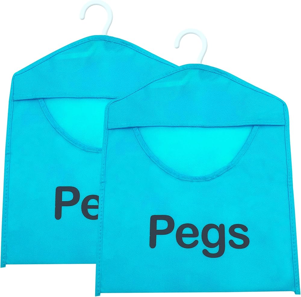 SOL 2pk Hanging Peg Bag 39x28cm Clothes Clip Holder with Hanger