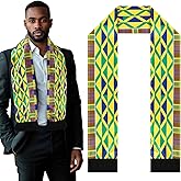 Berlune African Scarf Kente Cloth Stole Scarves African Print Sash Graduation Black History Kwanzaa Gifts for Women Adults