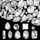 240 Pcs Sew on Rhinestones Mixed Shapes Glass Rhinestones Clear Glass Sew on Crystals Gems Diamond Stone Acrylic Glasses Sewing Gems Mental Flatback wif Silver Claw for Jewelry Crafts Clothes Shoes