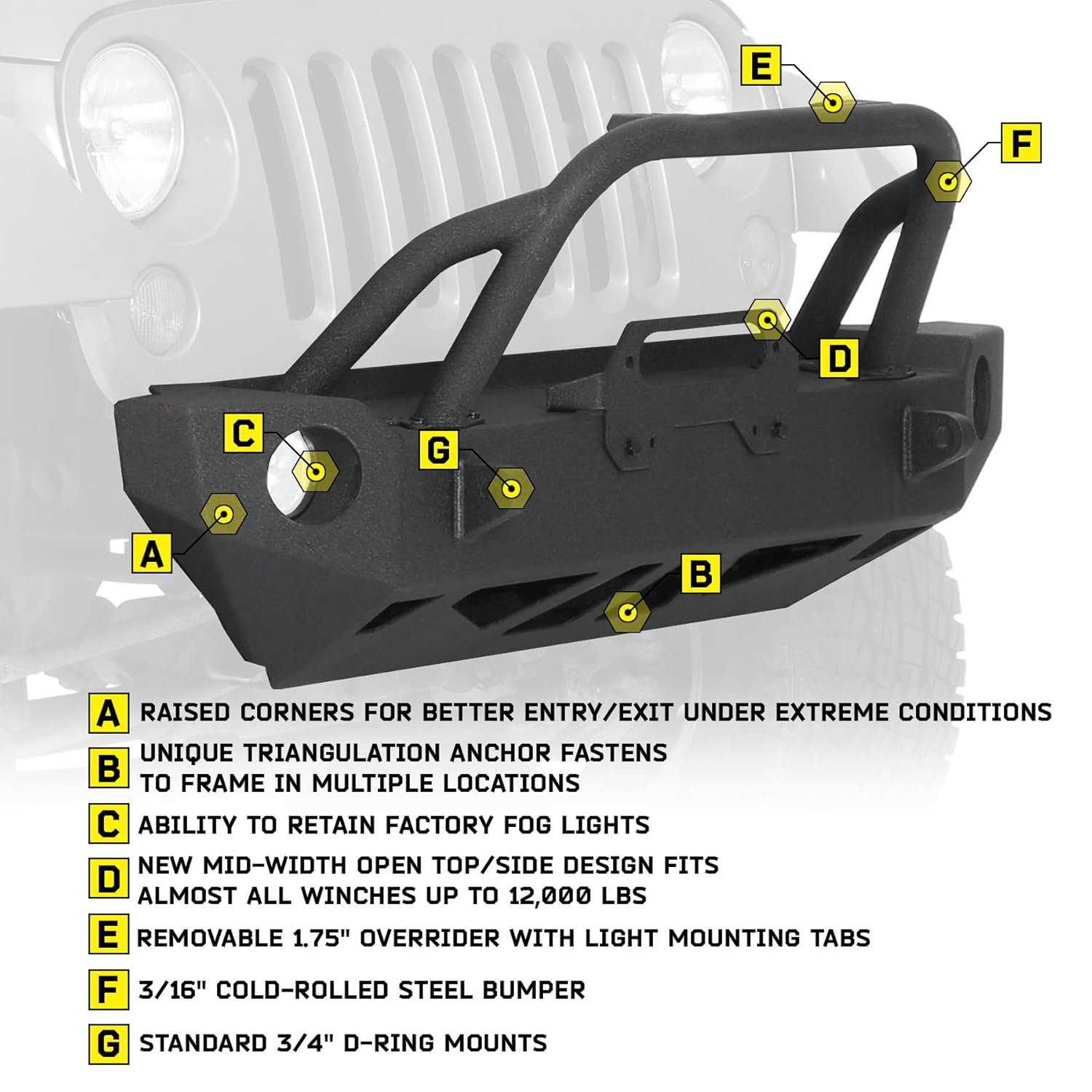 20072018 for Bumper Rear Carbine SRC 76745 Smittybilt