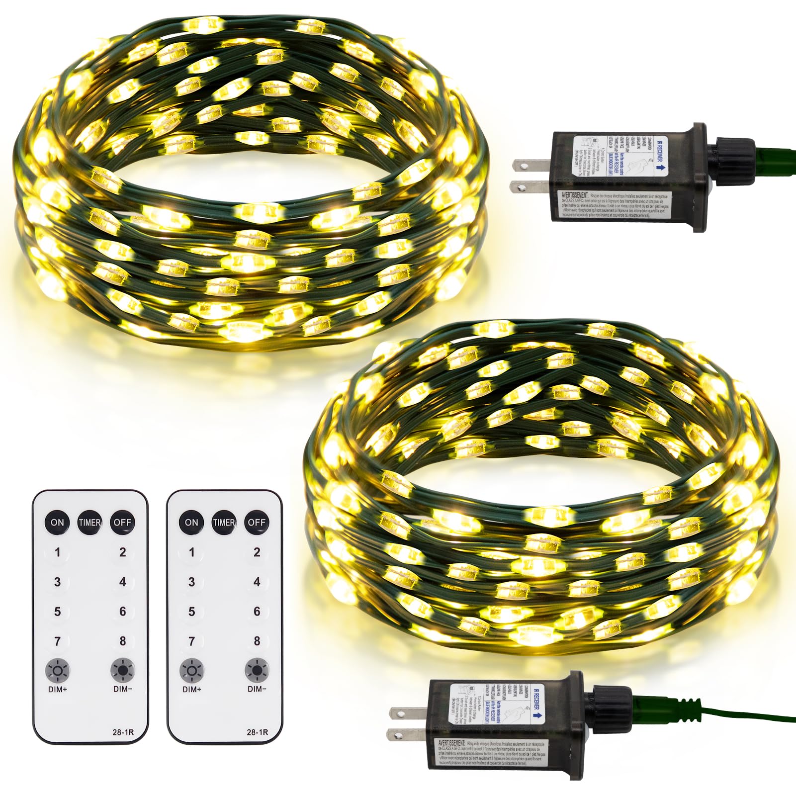 Photo 1 of 2 Pack Fairy String Lights Plug in, 33Ft Green Wire 100 Micro Starry LED Outdoor String Lights with 8 Modes Timer IP68 Waterproof Twinkle Lights for Bedroom Garden Christmas Home Decor (Warm White)