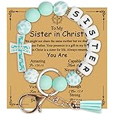 KORATER Sister Gifts,Cross Silicone Bracelet Wristlet Keychain with Card & Envelope for Birthday Christmas