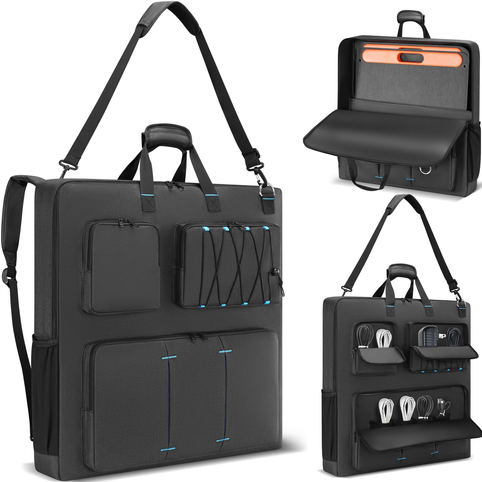 Photo 1 of Travel Carrying Case Compatible with Jackery& BLUETTI& Anker 100W 200W and GRECELL Solar Generator 100W 200W&200W Pro, Solar Panel Storage Bag, Padded Carrying Case for 2 Panels with Multiple Pocket