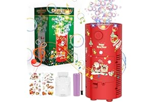 P PANACARE PANACARE Christmas Fireworks Bubble Machine Automatic Bubble Blower Toy 13 Holes/LED Lights/Music /80ml Bubble Solution Bubble Maker for Kids Outdoor Party Birthday Gifts Wedding Christmas New Year