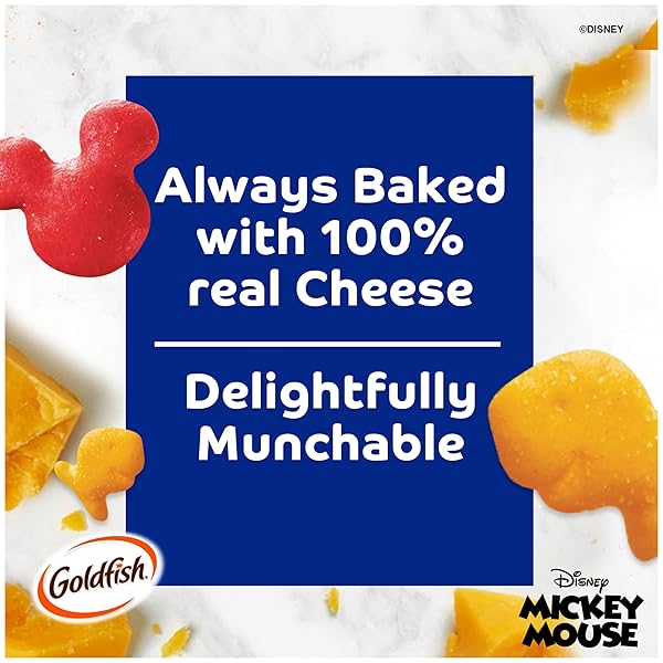 GOLDFISH DISNEY MICKEY MOUSE CHEDDAR CRACKERS, SNACK CRACKERS, 6.6 OZ BAG