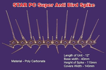 Star Nets Polycarbonate Anti - Bird Spikes 12 Pc Set Covers 12 RTF