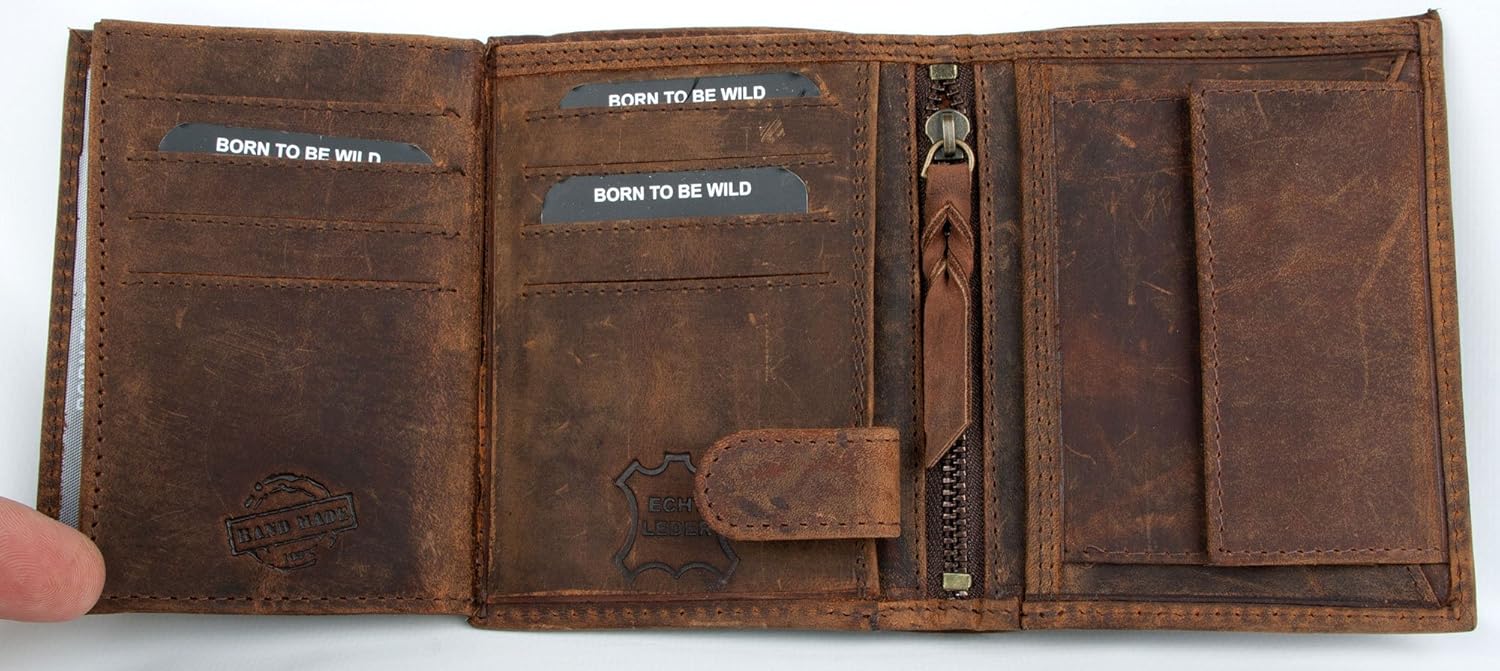 Natural Strong Genuine Leather Wallet HL Whole Made of a Leather, Brown - Image 5