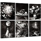 Framed Dark Academia Wall Art, Victorian Gothic Wall Art, Creepy Dark Moody Decor Aesthetic Decor for Bedroom Living Room Gallery Home (Framed, 8x10in, Set of 6, Ready to Hang)
