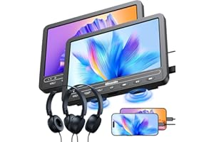 GOnavidio 10.1" Portable DVD Players for Car with HDMI Input, Built-in Rechargeable Battery, Car DVD Players Support USB/TF Card, Last Memory, Play Same/Different Movies