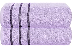 MyOwn Cotton 2 Pack Oversized Bath Towel Set 28x55 inches, Large Bath Towels, Ultra Absorbant Compact Quickdry & Lightweight Towel, Ideal for Gym Travel Camp Pool - Purple, 71620