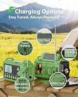 Roxicosly Wind Up Radio AM FM SW Emergency Solar Hand Crank 44400mWh 12000mAh view 4