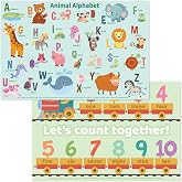 Bright Seed Disposable Placemats for Baby &amp; Toddlers, Learning Mat- Animal1 | 40 Disposable Placemats, ABC, Numbers &amp; Animal Learning, Perfect for Restaurants &amp; Travel, Helps Keep Tables Clean