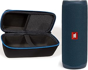 JBL Flip 5 Waterproof Portable Wireless Bluetooth Speaker Bundle with divvi! Protective Hardshell Case - Blue