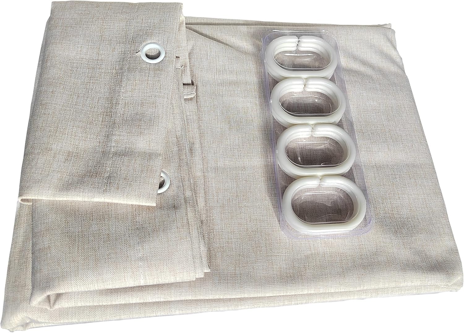 JIUJ Linen Texture Shower Curtain with Mould&Mildew Resistant, Extra Thick Heavy Duty Bathroom Curtains,Premium Fabric Cotton,Anti-static Waterproof Shower Liner(W:1.8m x H:2m) (Beige)