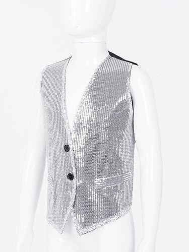 JanJean Kids Boys Girls Sparkling Glitter Sequins Vest Loose Fit V