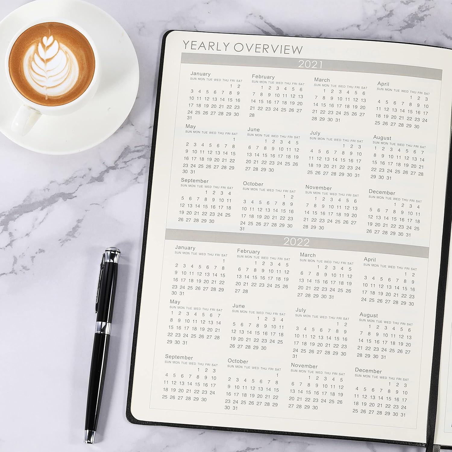 2021-2022 Planner - Weekly, Monthly and Year Planner with Pen Loop, to Achieve Your Goals & Improve Productivity, Thick Paper, Inner Pocket, 8.5" x 11", Black : Office Products