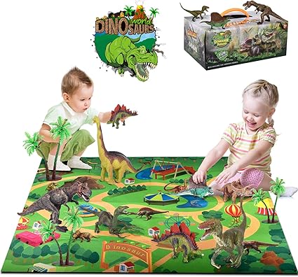 temi dinosaur toy figure with activity play mat & trees